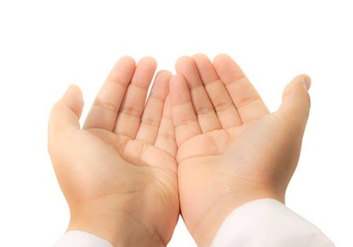 hands raised up to supplicate the almighty